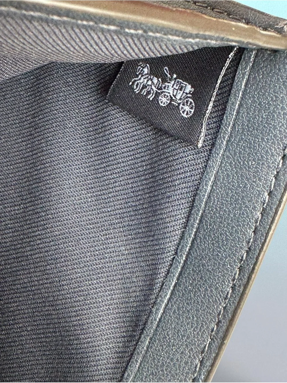 COACH Wyn Small Wallet in Dove Grey and Sky Blue Multi Colorblock.